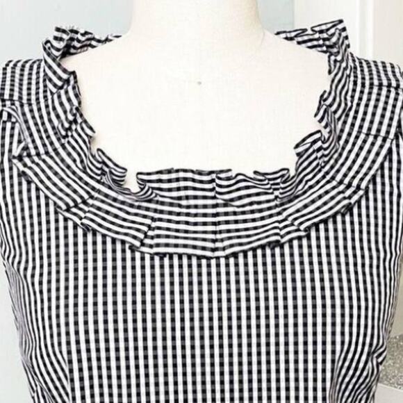 NWOT Talbots Gingham Ruffled Shift Dress Black and White Check Print Size 6P - Picture 2 of 5